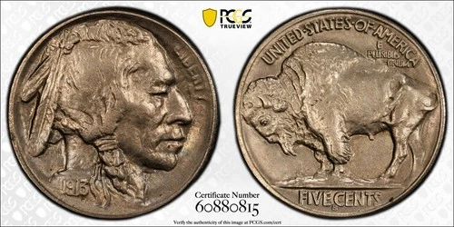 PCGS KEY AU-58 1913-S Type 2 BUFFALO HEAD NICKEL. Very pretty coin. Looks MS-63!
