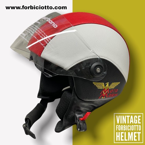 Casco vintage in pelle personalizzato Moto Morini Rosso Panna Nero S M L XL  | eBay