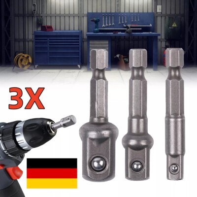 3 Stk Bit Adapter Nuss Stecknuss Bohrer Akkuschrauber Auhnahme Aufsatz Sechskant