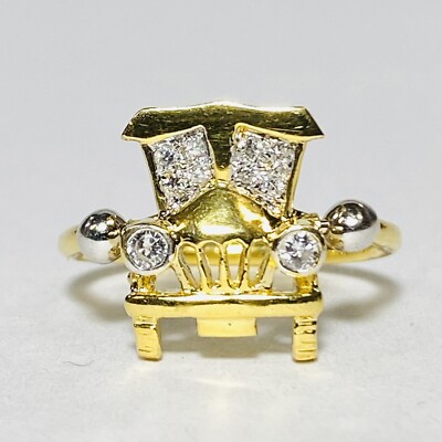 GG-zertifizierter 18 K Gelbgold 0,16 kt Diamant Größe 5,75 neuartiger Flip-Auto-Ring 3,3 g