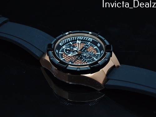 Reloj Invicta para hombre 50 mm piloto aviador cronógrafo tono rosa correa de silicona SS - Imagen 2 de 9