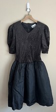 Vintage Velvet Dress 80s 90s Black Satin Prom Party Size 10 10P Jodi Michaels