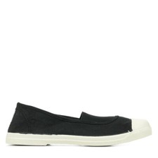 Chaussures Baskets Natural World femme Elastico Noir Noire Coton bio A enfiler