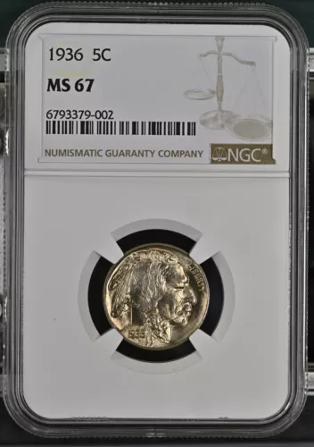 1936 P Buffalo Nickel NGC MS-67