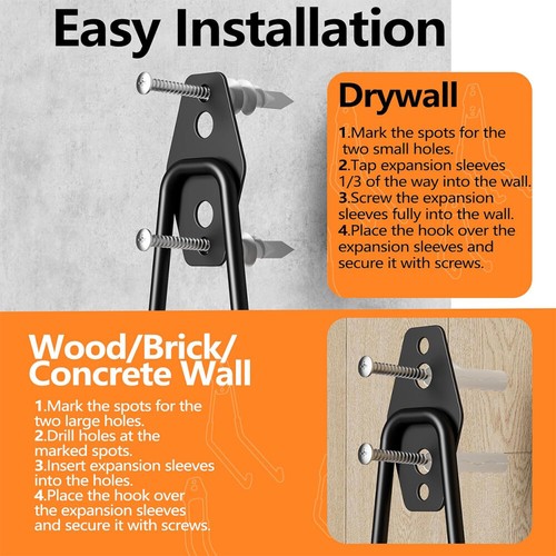 Wall Hook Garage Double Hook Garage Hook Heavy Duty Tool Holder for Ladder 12x - Picture 5 of 16