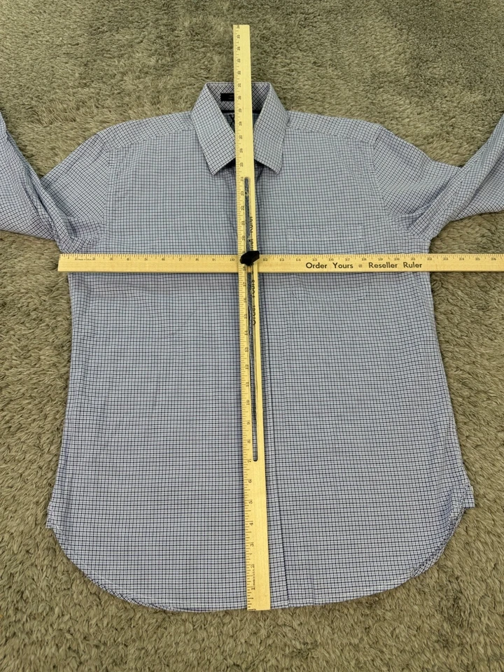 Camisa XMI Platino Para Hombres 16.5 34/35 Azul Pata de Gallo Barril Puño Vestido Abotonado Foto 4 de 4