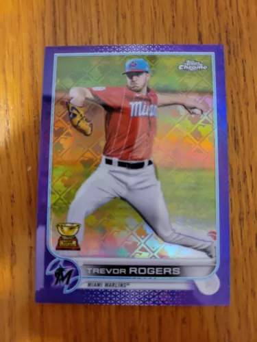 2022 Topps Chrome LogoFractor MLB Purple Refractor /250 Trevor Rogers Marlins