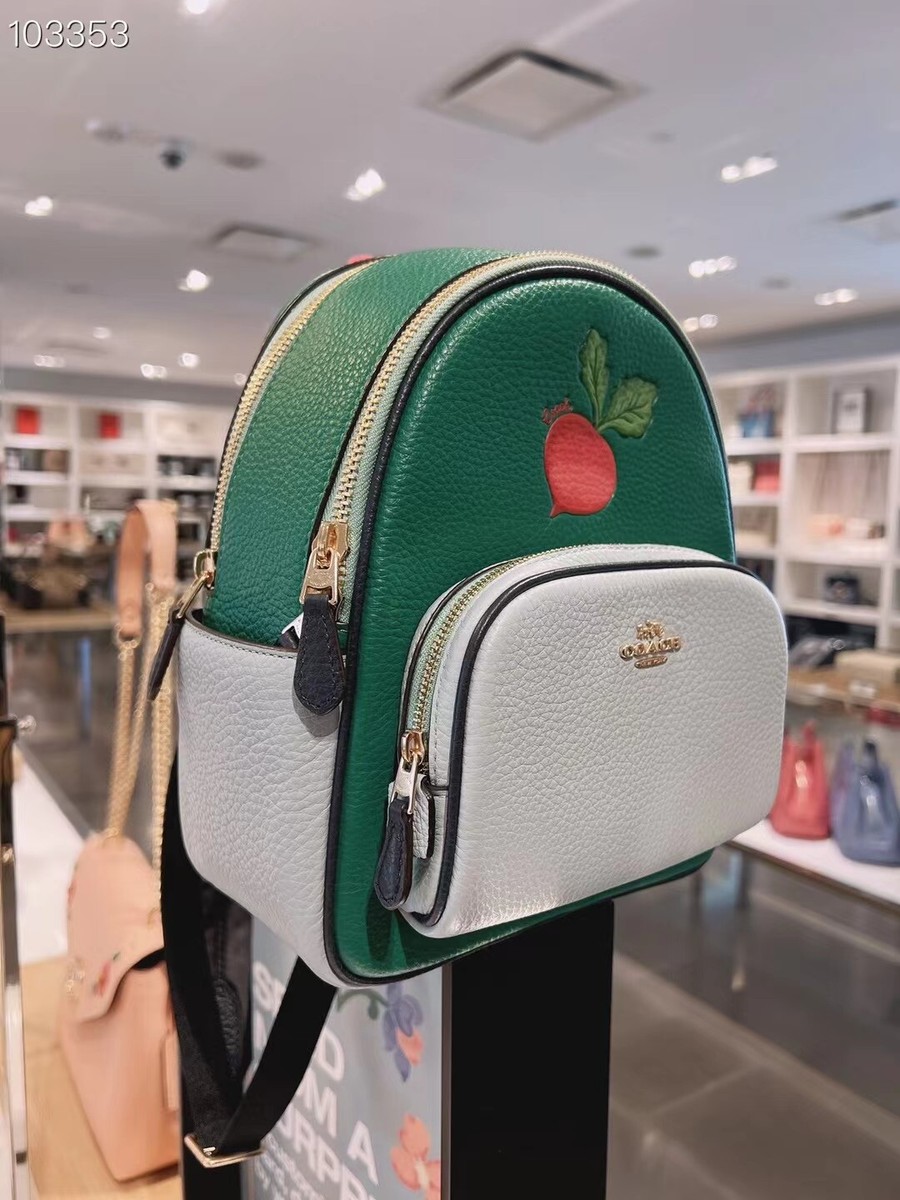 NWT Coach C8259 Mini Court Backpack Pebble Leather w Radish
