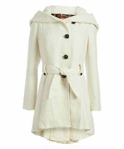 Steve Madden Ivory Drama Hooded Belted 