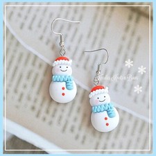 3D Snowman Dangle Drop Earrings, Christmas, Winter Earrings