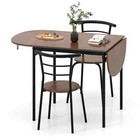 Corner Dining Set Expandable Kitchen Breakfast Table with 2 Chairs-Brown