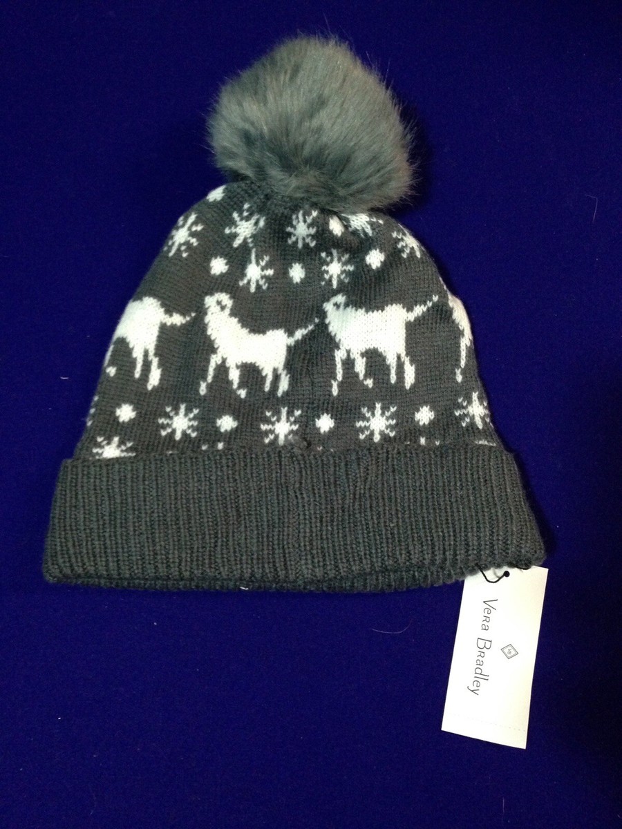 Vera Bradley Light Blue Knit Pom-Pom Hat Vera Bradley Pom Pom Beanie Hat One Size Navy Blue Soft  main image 4