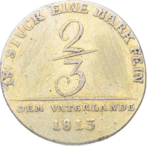 Mecklenburg-Schwerin - 2/3 Taler (Vaterlandsgulden) 1813 - Friedrich Franz I. - Bild 2 von 2
