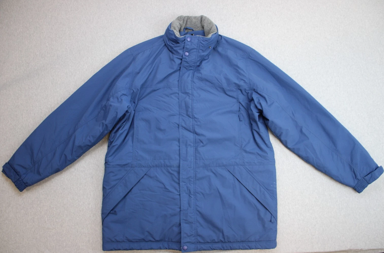 LL Bean Jacket Men Large Blue Waterproof Hooded Front Zipper Fleece Lined