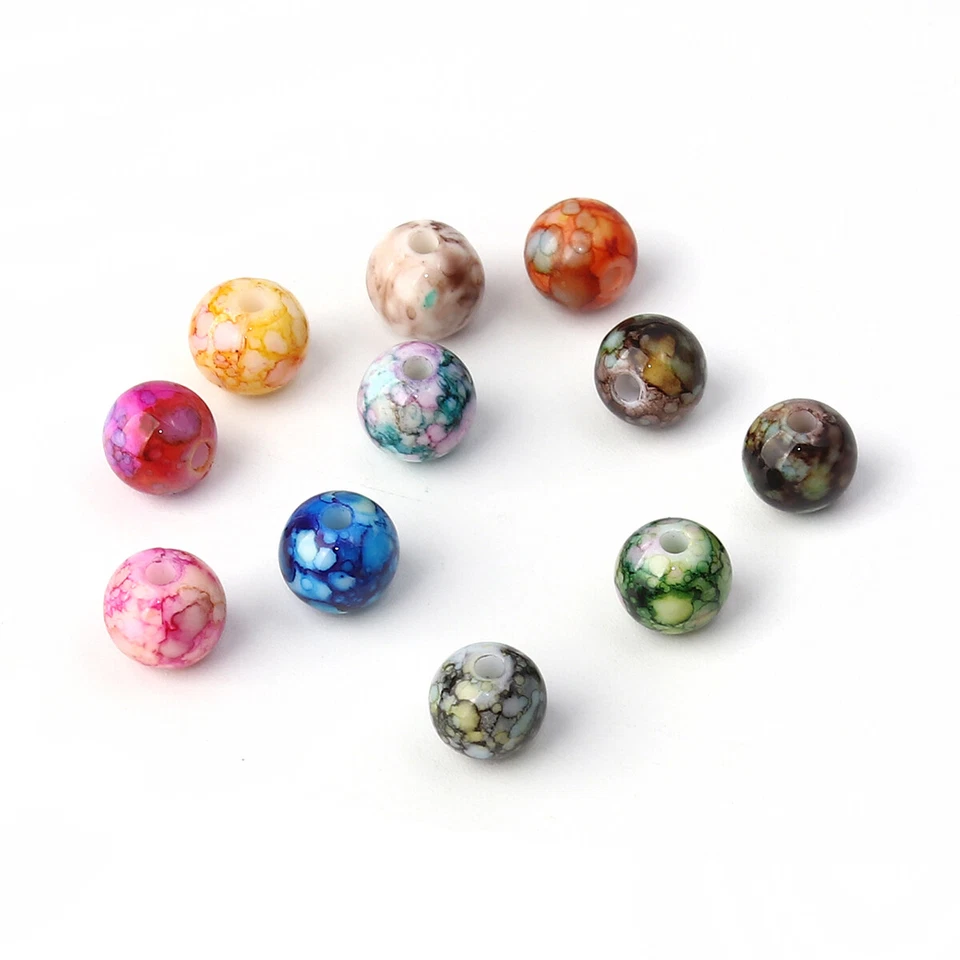 Acrylic Marbled Ink Splatter Beads 100pcs Approx 8mm - Mixed Colour Pack Crafts - Image 3 of 4