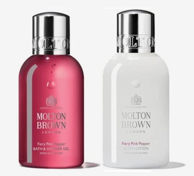 Molton Brown Pink Pepper Bath & Shower Gel & Body Lotion x 100ml x 2 Bottles