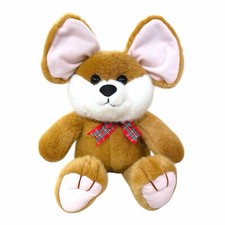 Vintage Dakin Misty Mouse Plush Red Plaid Bow Christmas Mouse Stuffed Animal 18  