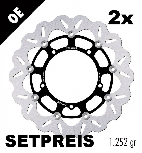 Bremsscheibe Set Galfer 2X DF482CW Wave® Schwimmend Vorne 310X5Mm FüR Yamaha YZF-image