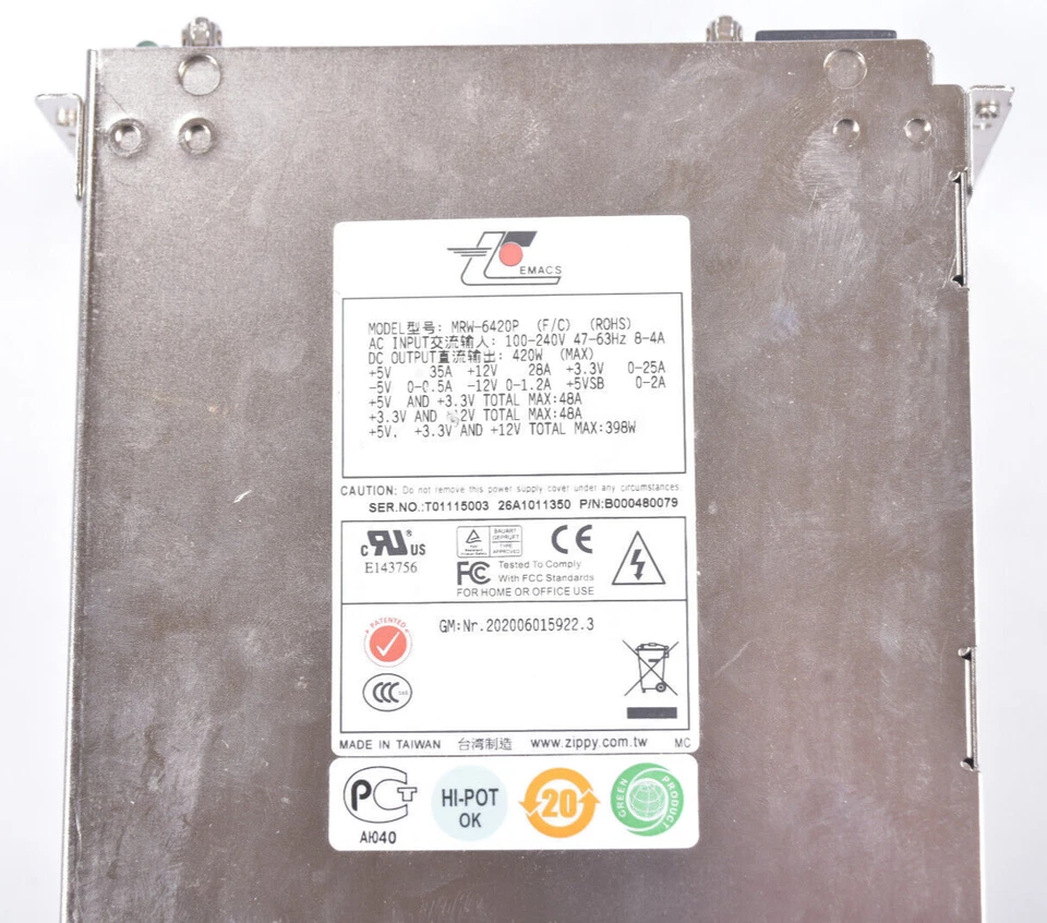 2x Emacs MRW-6420P Server Netzteil 420W 100-240V 47-63Hz 8-4A MRW-6420P-R Set - Bild 4 von 4