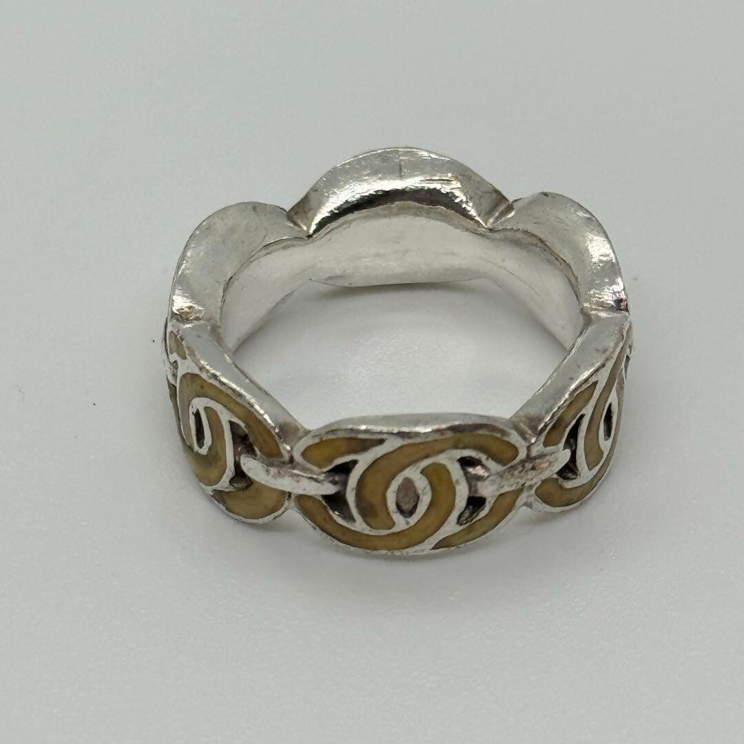 Chanel Vintage Logo Coco Mark Square Ring Size 6 to 7 with COA Included Chanel coco square ring - Gem main image 3