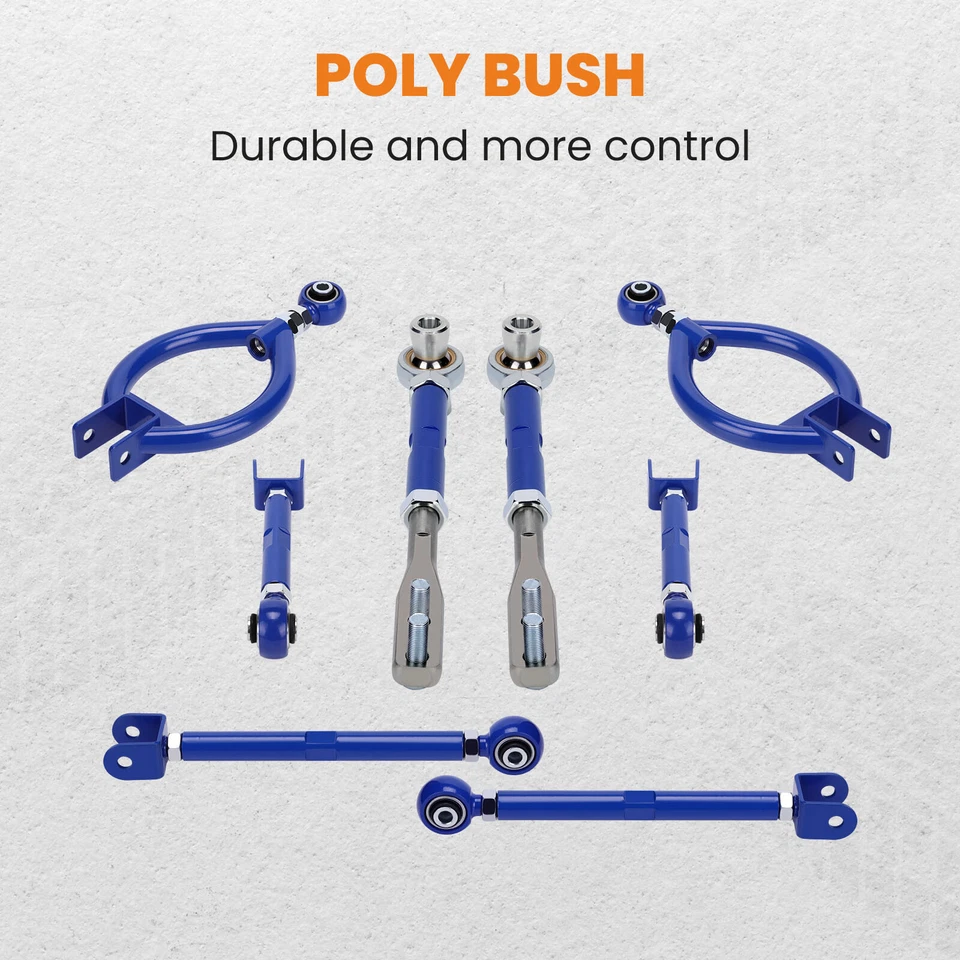 Brazos de tracción de punta inclinada trasera varilla de tensión delantera ajustable para Nissan 240sx S13 Foto 4 de 4