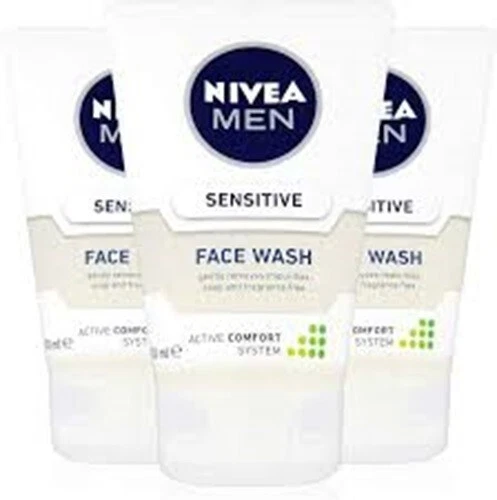 3 x 100ml Nivea Men Sensitive Face Wash 0% Alcohol Sensitive Skin