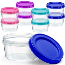 8 Pack 7 oz Plastic Food Storage Containers with Screw Lids Assorted Color