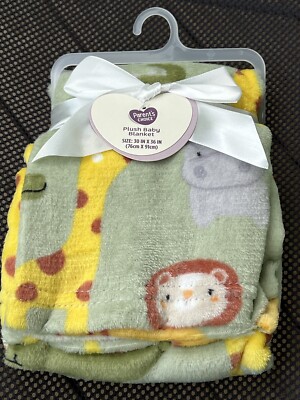 NEW Parent's Choice Printed Jungle Super Soft Plush Baby Blanket Unisex Green