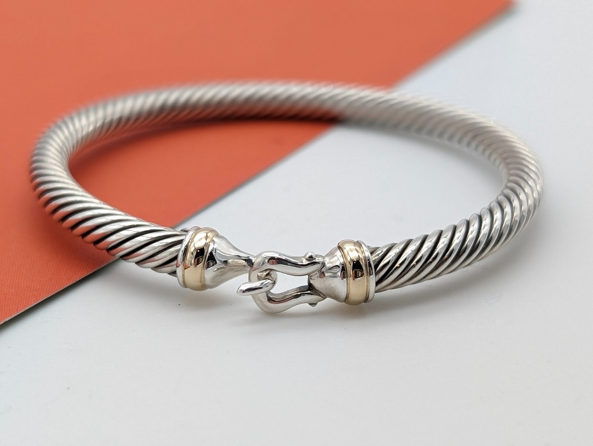 DAVID YURMAN 5mm Cable Classic Buckle Bracelet w/ 18k Gold Sterling Silver 