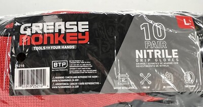 Grease Monkey Nitrile Coated Grip Work Gloves Large 10 PAIRS *SEALED*