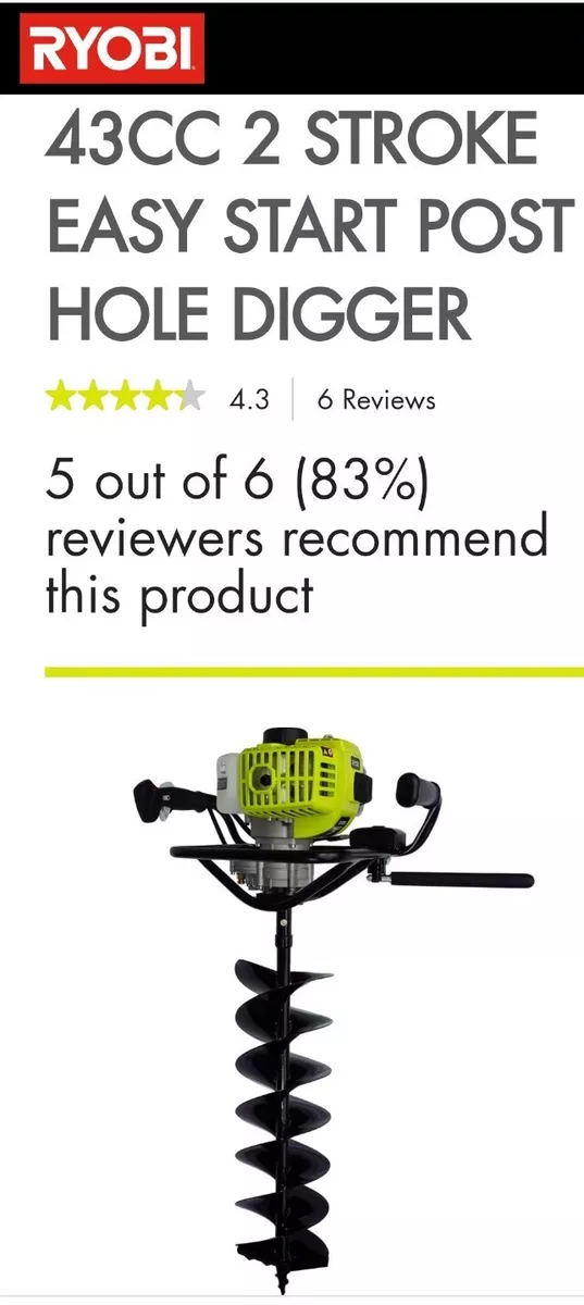 Ryobi 43cc 2 stroke cheap easy start post hole digger