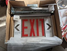 Exit Sign Lighted Clear Panel Ceiling Mount Red Lettering