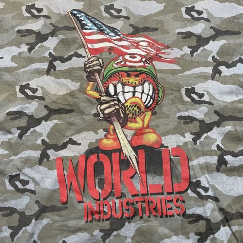 2000er World Industries Flame Boy T-Shirt T-Shirt Camouflage Druck L - Bild 3 von 4