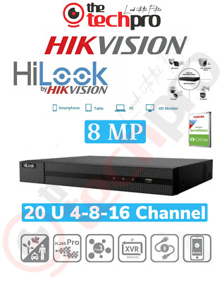 HIKVISION HILOOK 8MP DVR Recorder 20U 4-8-16 CHANNEL 4K