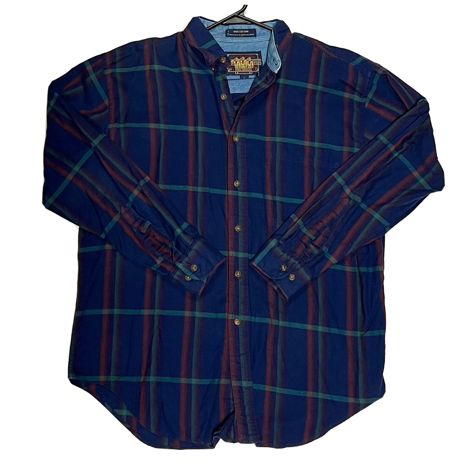 Ralph Lauren Polo Chaps Boy Scout Tag Vintage 90s Large Long Sleeve Button Plaid