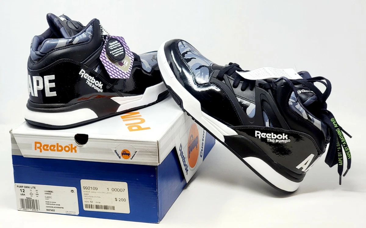 New Reebok PUMP OMNI LITE &#034;AAPE by BAPE&#034; Camo/Black/White M47492 Size 12 | eBay