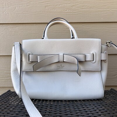 KATE SPADE Avalon Place Natala Bow Satchel Tote Moussfrost Leather WKRU3942 