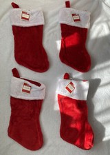 4 Red Fur Christmas Stocking Holiday Living NWT 18  