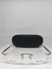 Polo Ralph Lauren Purple Label P9001 Rimless Eyeglasses Gold Plated & Wood 49mm