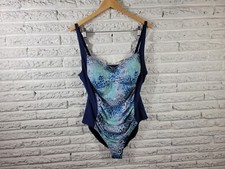 Your Best Life Womens 24W Swimsuit Plus Size Blue Animal Print One Piece