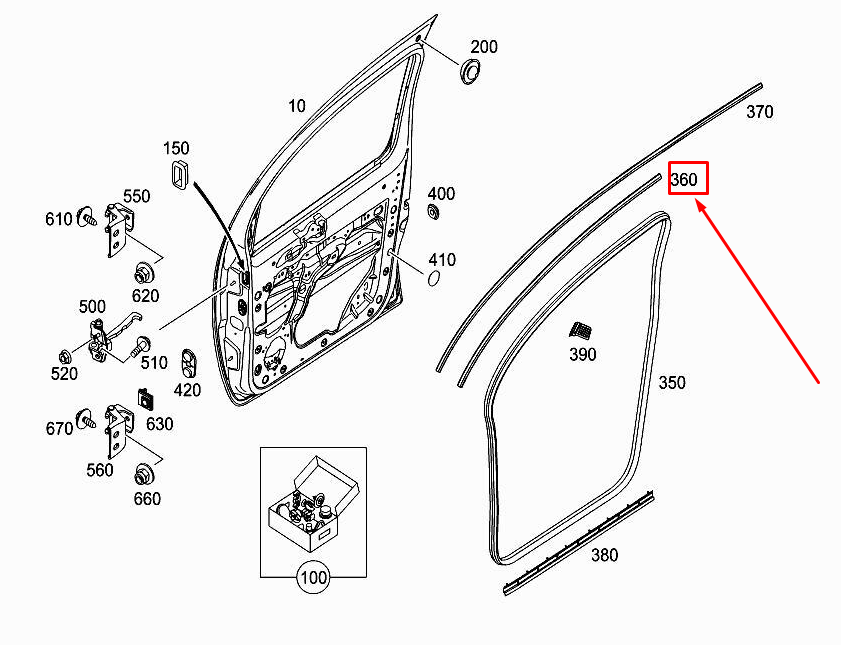 Neu MERCEDES-BENZ CITAN W415 Türdichtung vorne rechts oben A4157210380 Original