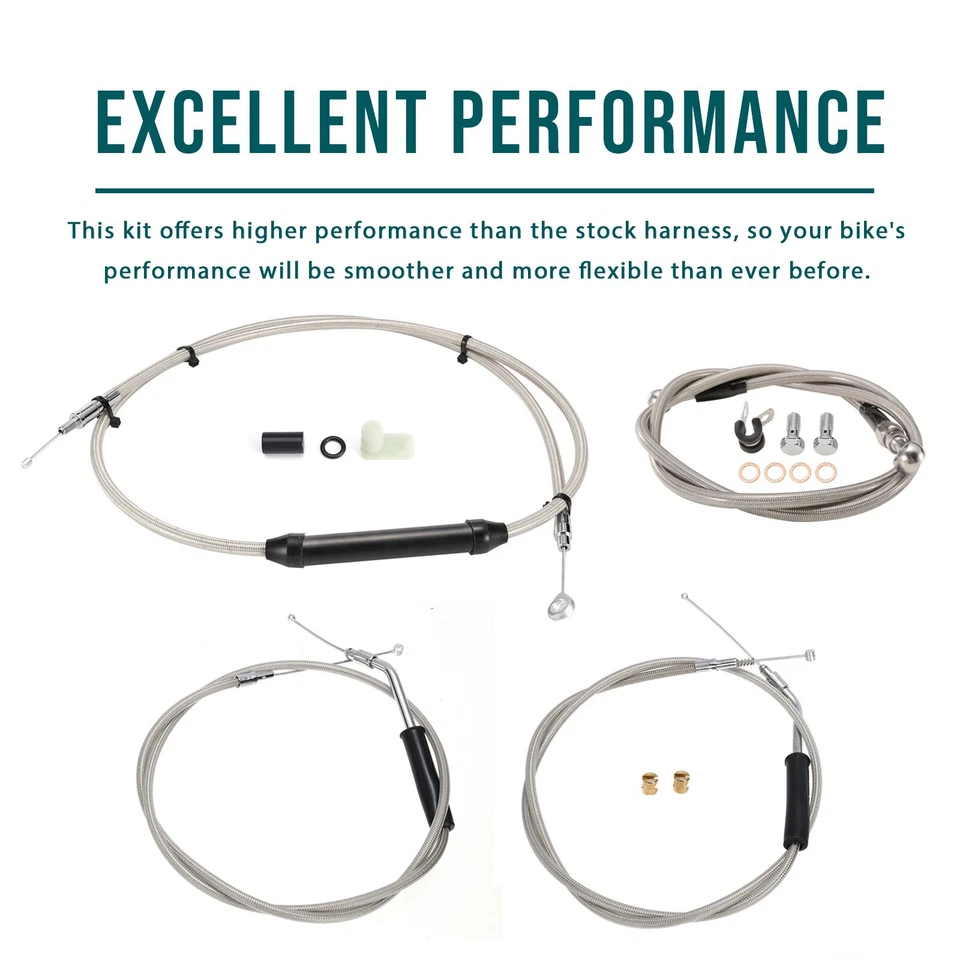 "Juego de cables de acelerador extendidos de barra de 14"" para Harley 12-17 Dyna Street Bob FXDB sin ABS" Foto 3 de 4