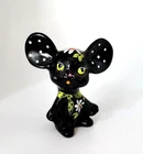 FENTON GLASS 2001 Black Polka Dots Mouse Figurine