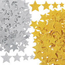 300 PCS Glitter Foam Star Stickers, Gold  Silver 4 Sizes Star Glitter Foam Stic