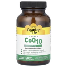 Country Life CoQ10 100 mg 120 Vegan Softgels Gluten-Free, GMP Quality Assured,