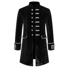 Men's Velvet Black Gothic Steampunk Victorian Frock Coat Jacket