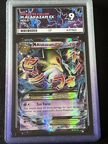 Alakazam Mega EX 26/124 Pokémon TCG Fates Collide 2016 Ace 9 Grade Mint & Guard