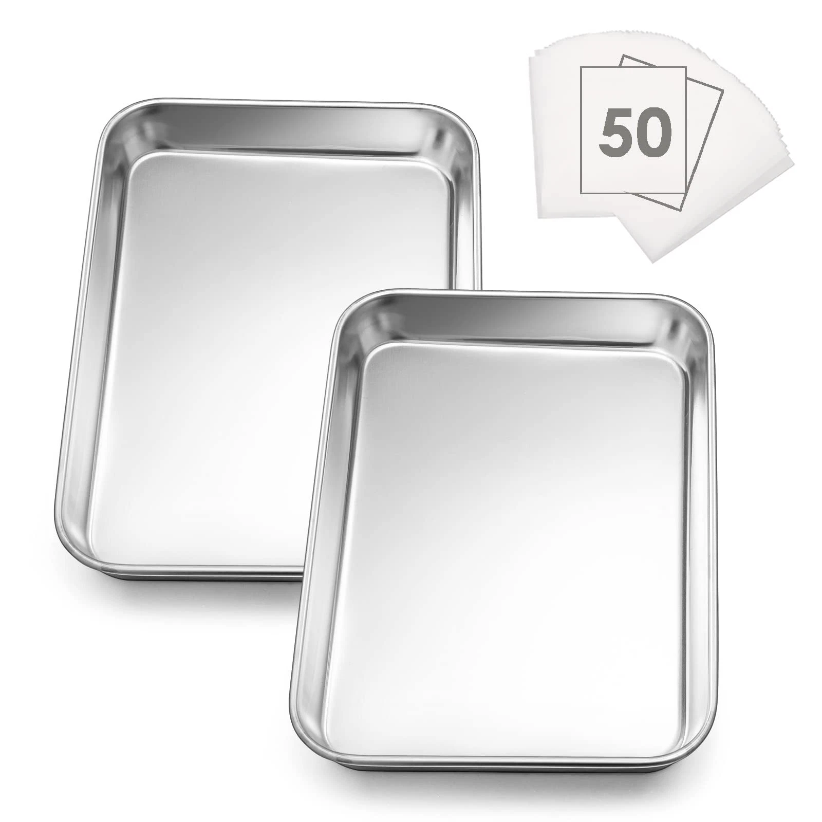 2Pk Small Baking Sheet Stainless Steel Baking Pan Tray Cookie Sheet, 9x7x1 Inch