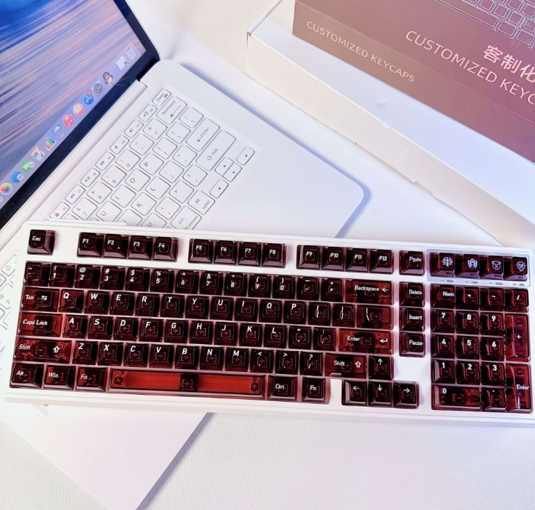 119 Keys Red Transparent Keycaps PC UV Printed Cherry Profile Keycap ANSI Layout