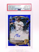 2025 Bowman Draft - Chrome Prospect Auto Murf Gray Blue Wave 2/150 PSA 10